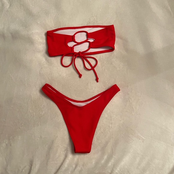 Red Bandeau Bikini - Picture 3 of 4